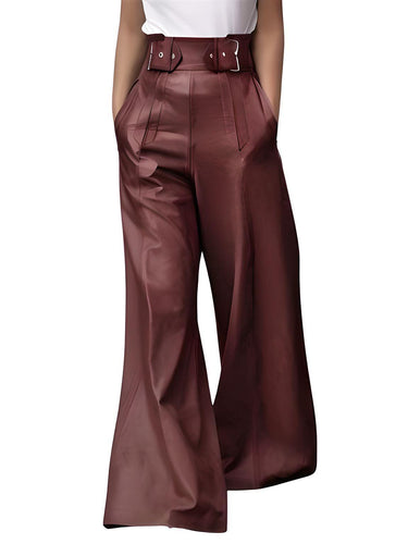 Women's Faux Leather Wide Leg Pants High Waisted Loose Long Trousers -, Leather Pants , Drestiny , Australia, Black, Casual Pants, Dress Pants, FR, Green, L, Leather Pants, M, New Zealand, S, United Kingdom, United States, Wine Red, XL, XXL , Drestiny , www.shopdrestiny.com